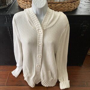 Sonoma White Cable Knit Cardigan Sweater X Large